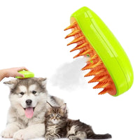 TOOVREN Steam Brush for Pets - Self Cleaning Massage and Hair Removal for Cats and Dogs (Green)